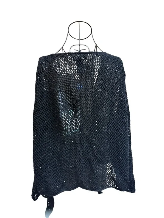 Jones New York Open-Front Black Glitter Crochet Cardigan - Picture 4 of 5